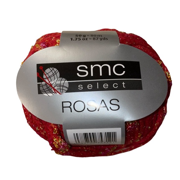 SMC Select Rosas Flower Detail Worsted Cotton Blend Yarn Red Pink 1701 Vegan - Picture 2 of 10